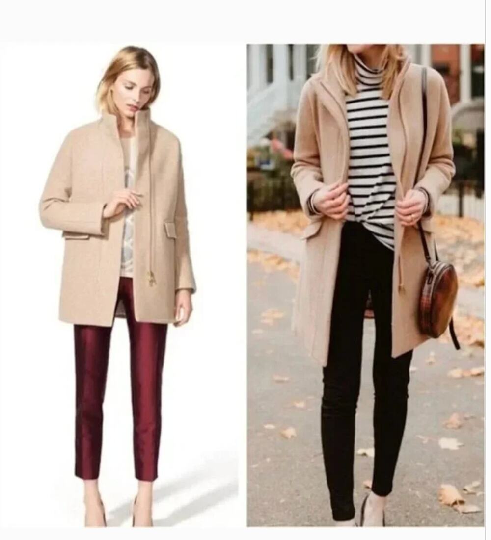 J Crew Stadium Cloth Cocoon Coat 0 Beige Wool Nello Gori Pea Coat Capsule Prep
